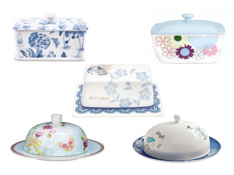 5 pretty blue butter dishes, Homegirl London