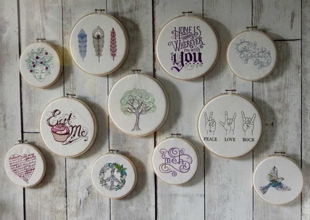 Embroidery hoop wall art trend features contemporary imagery Homegirl